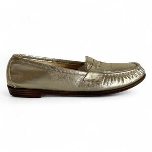 SAS : Genuine Metallic Gold Leather Penny Loafers Tripad Comfort Slip On : 10 M